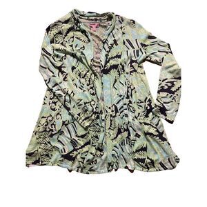 Lilly Pulitzer Women's Paisley Floral Lightweight‎ Cardigan Sweater Navy Small